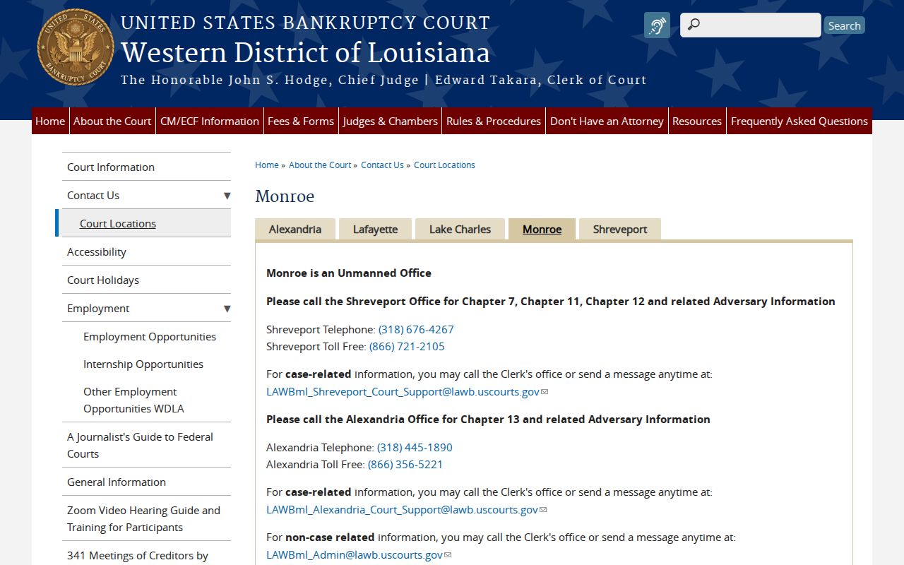 Caldwell Parish related bankruptcy records Monroe federal location