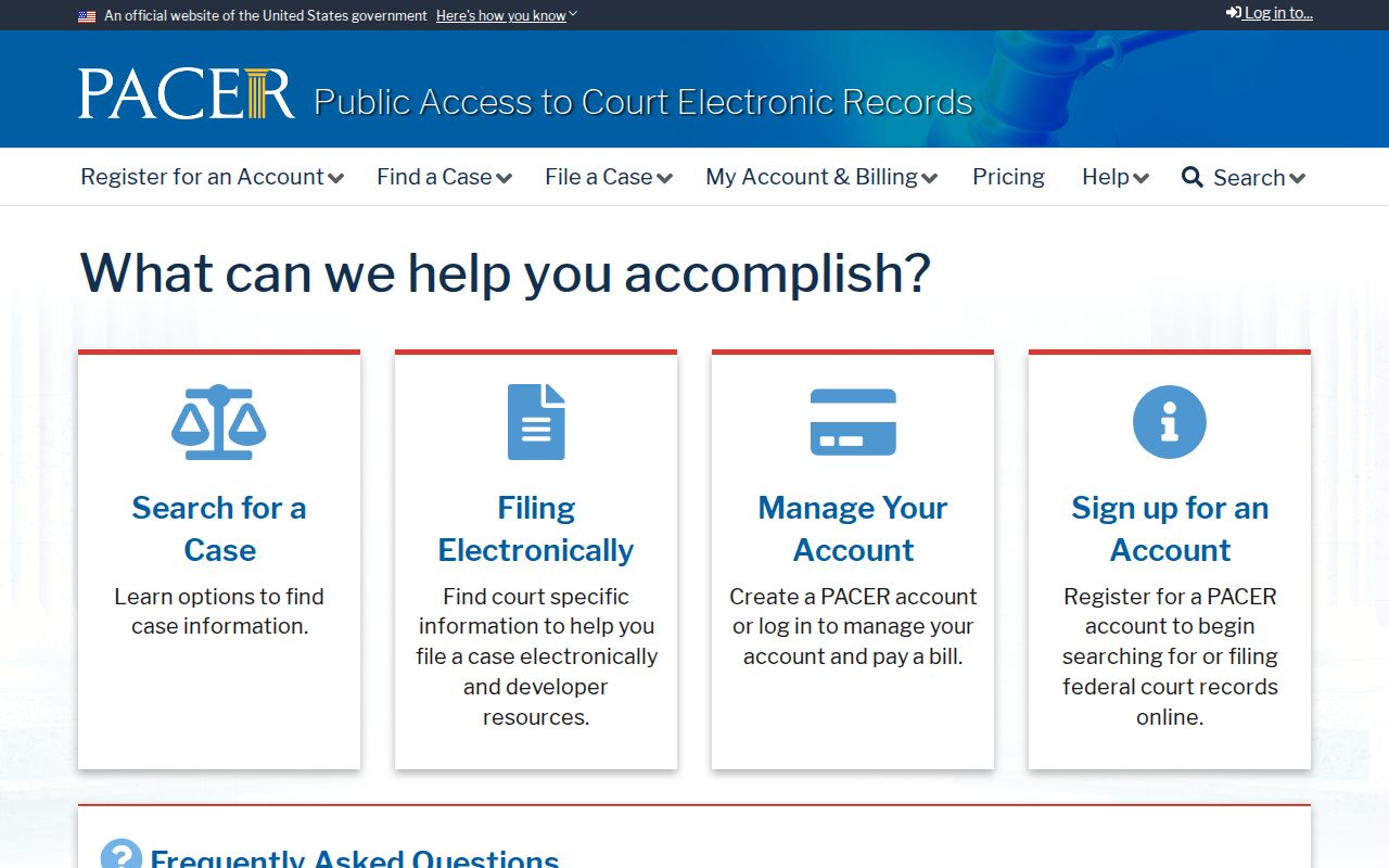 Caldwell Parish related federal court records PACER public access page