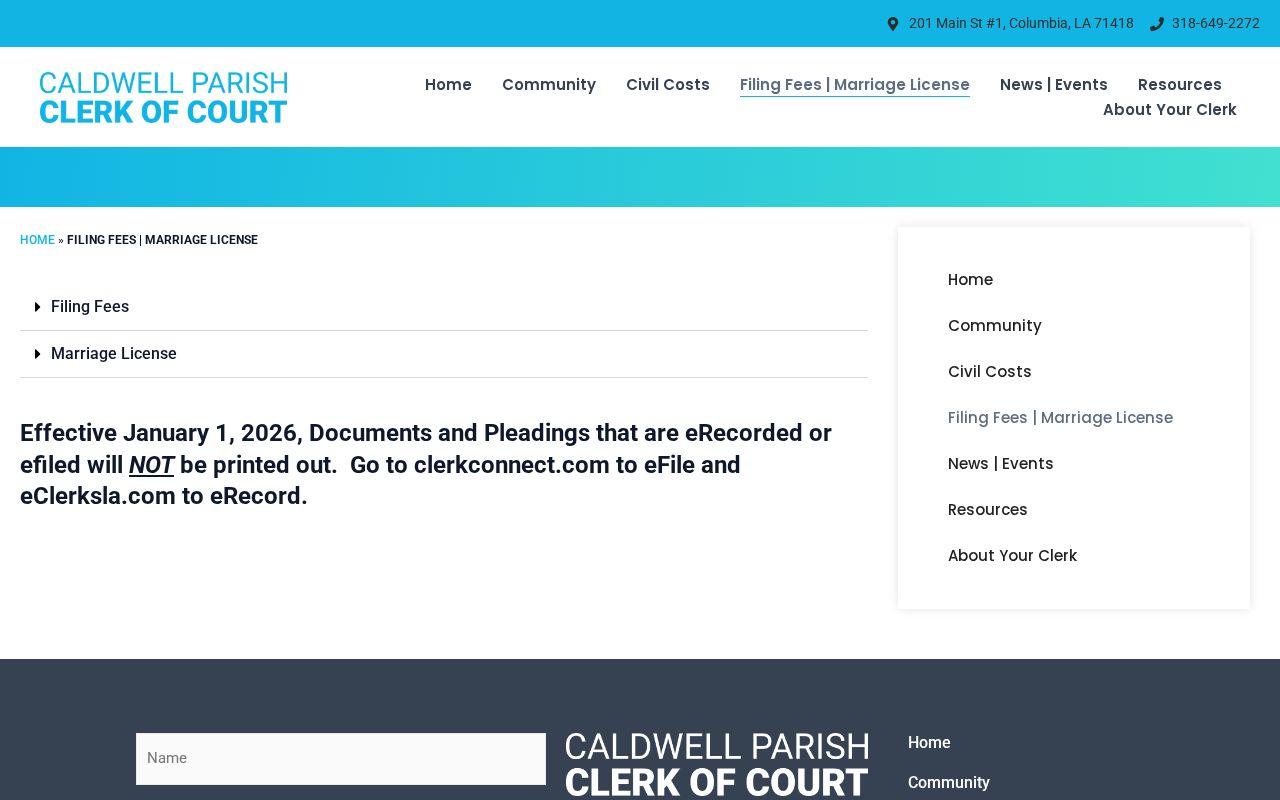Caldwell Parish criminal court docket criminal copy and certification fees