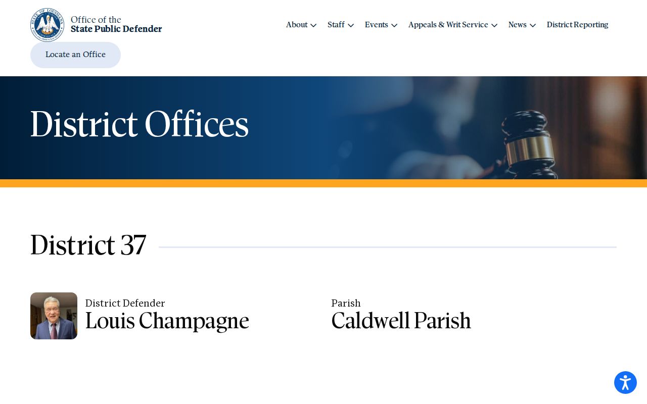 Caldwell Parish criminal court docket District 37 public defender contact