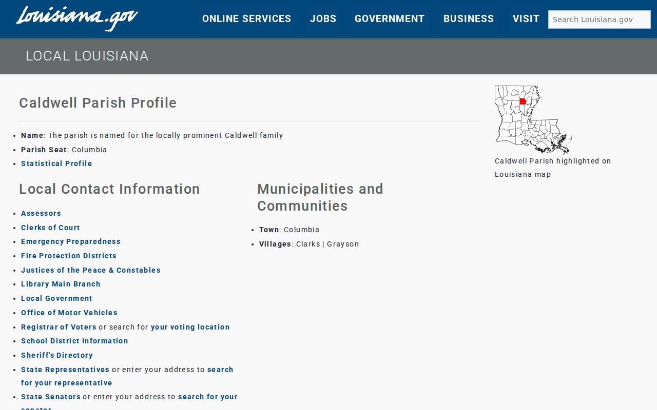 Caldwell court docket parish and municipal records listing